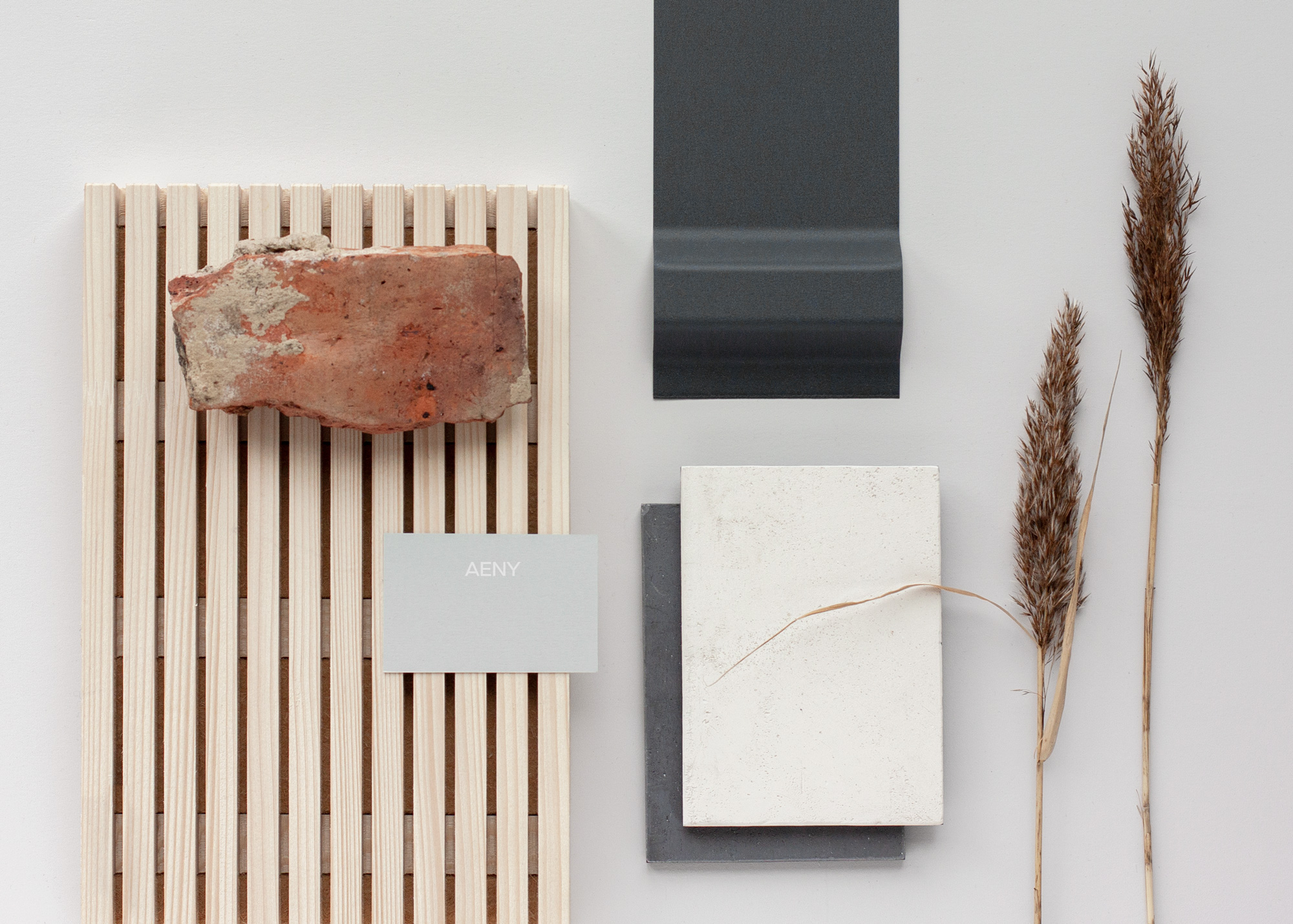 material moodboard of sustainable architectural project 